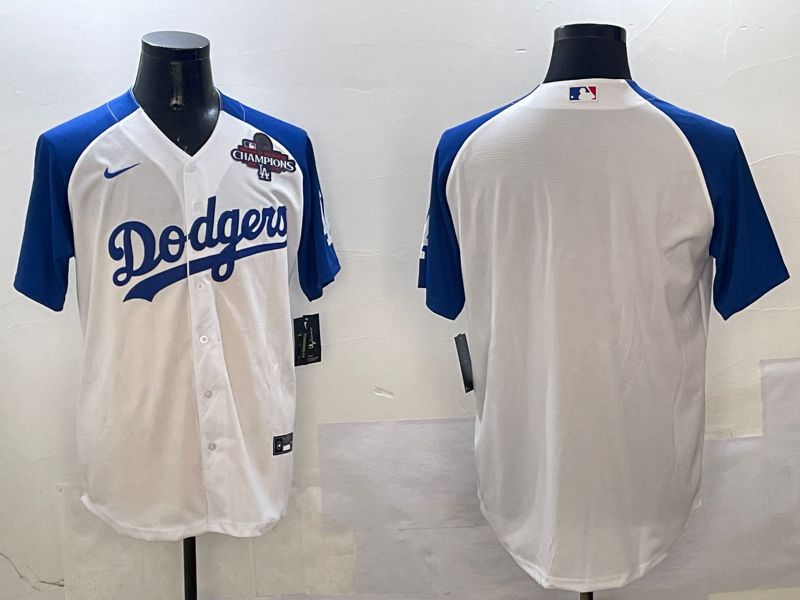 Men Los Angeles Dodgers Blank White blue Game 2025 Nike MLB Jersey style 4